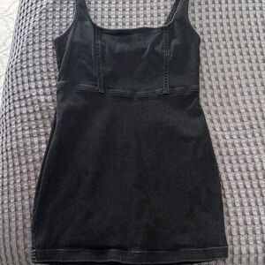 2023 Hollister Square Neck Black Denim Mini Dress